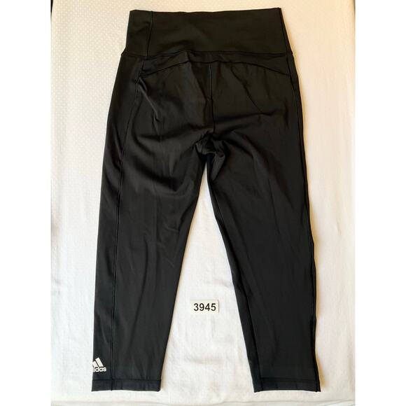 Adidas Women Cropped Leggings size M Black Stretchy Workout Yoga Casual Pants - Picture 9 of 9